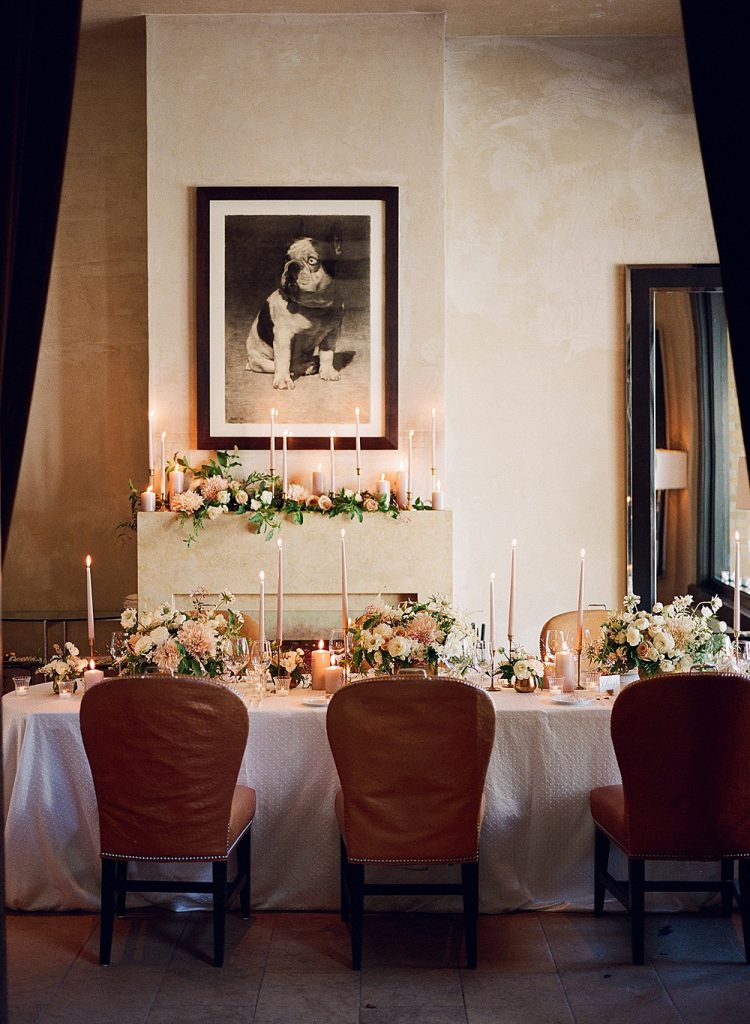 Dinner table with candles designed by San Francisco Wedding Planner Kate Siegel